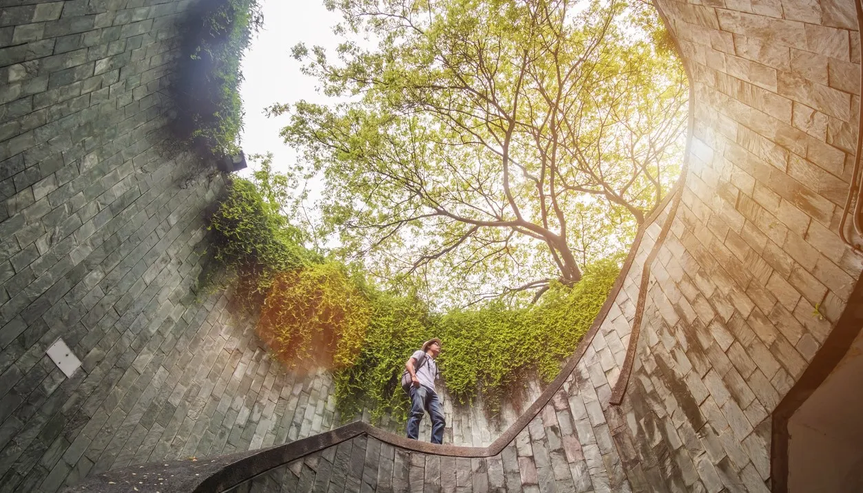 L'escalier en spirale du Fort Canning Park à Singapour  © iStock / Panuwat Dangsungnoen